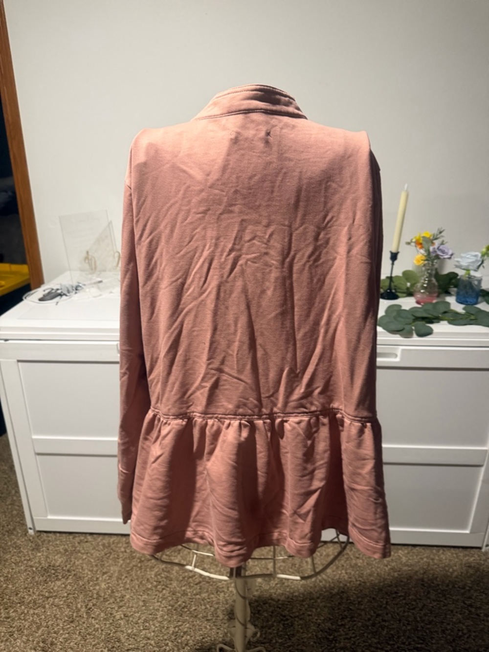Maurices Pink Ruffle-Hem Knit Military Jacket - Picture 8 of 8